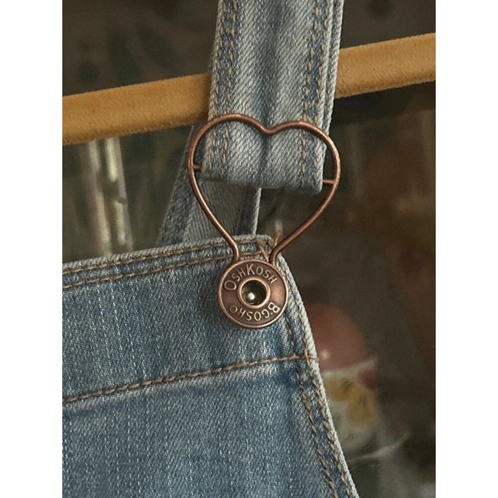 OshKosh B'gosh Girls Denim Overalls Light Wash Size 12 Heart Hardware